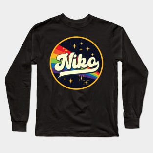 Niko // Rainbow In Space Vintage Style Long Sleeve T-Shirt